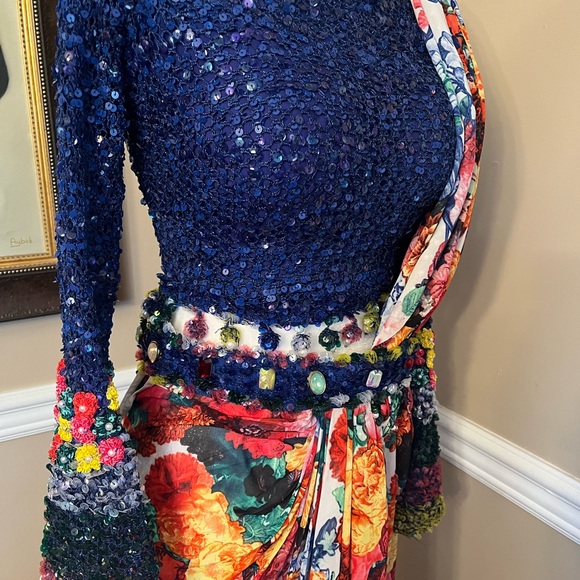 Beautiful pre-draped lehenga saree Indian India Hindu wedding Sangeet sari - Picture 6 of 9